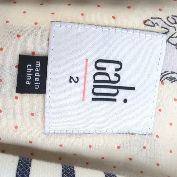 CAbi Women's White Navy Striped Bell Sleeve Blazer Jacket Size 2 Classy Elegant - Picture 8 of 14